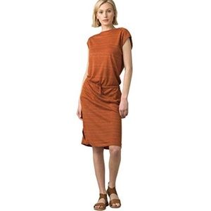 PrAna Caris Cozy Up Dress Cedar Heather Stripe Sz XS